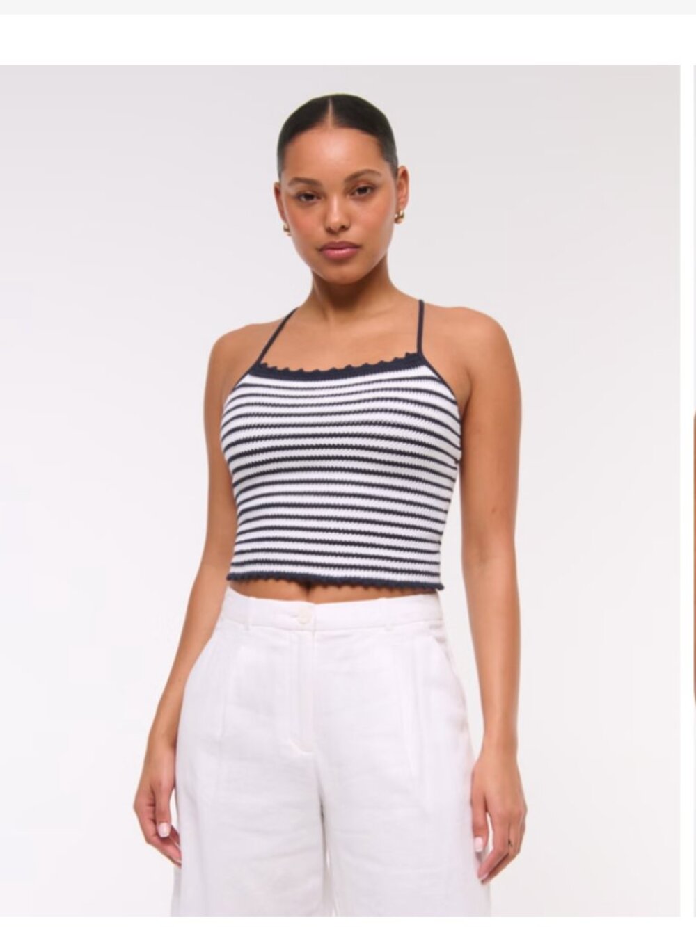 Abercrombie Crochet-Style Tie-Back Tank in Navy Stripe (size S)